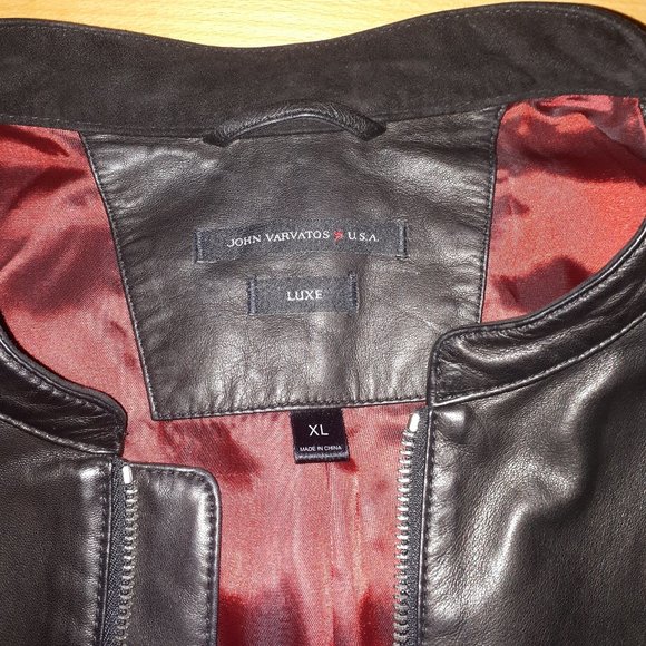 John Varvatos Black Leather Lambskin Blazer Jacket (fits Large – Xlarge) - Picture 3 of 9